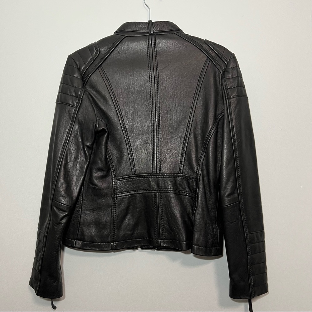 MICHAEL Michael Kors Black Leather Biker Jacket - Picture 5 of 8